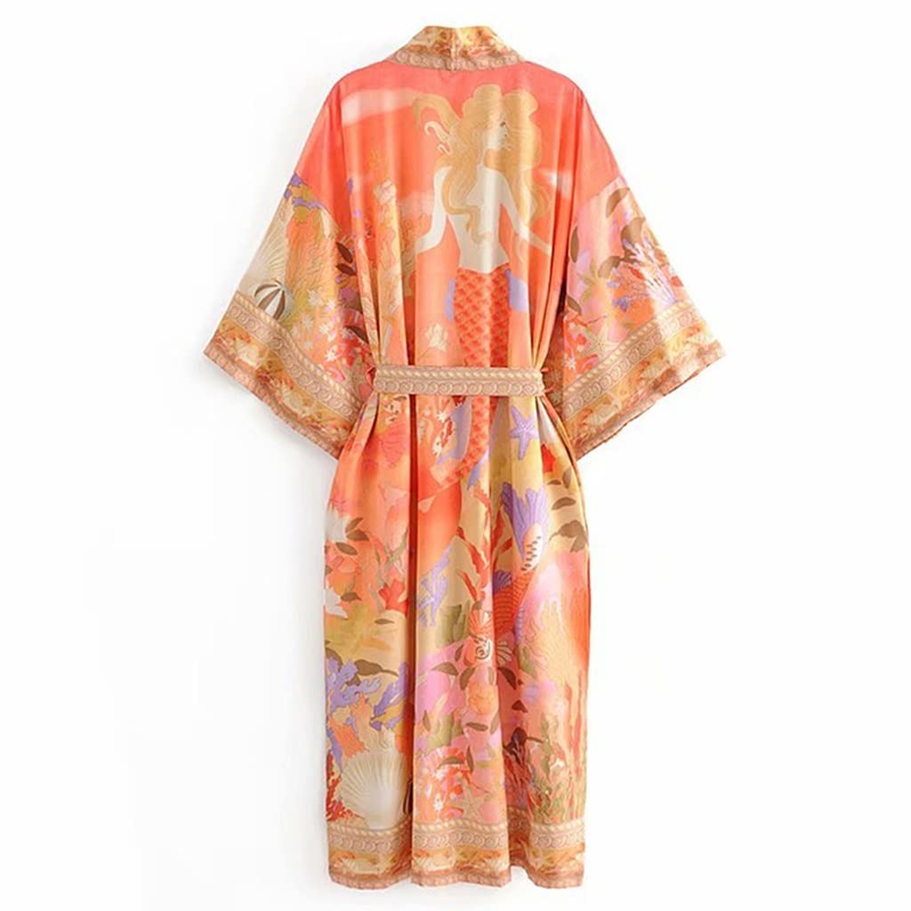 Peignoir de Plage Poncho de Bain d'été pour Femmes, Femmes Spa Longues Robes de Bain Kimono Serviette Robe de Chambre Plage avec Poches