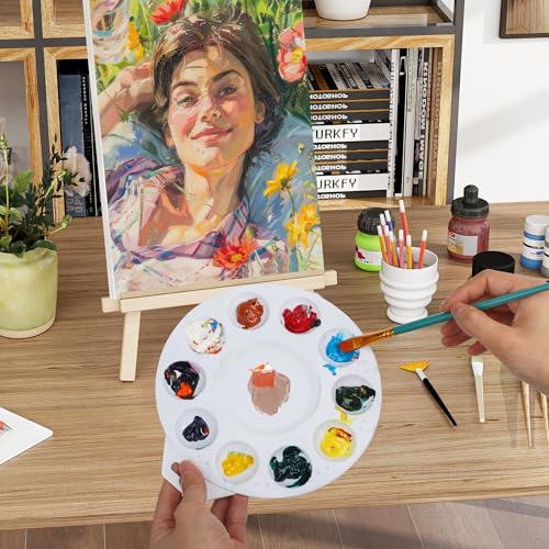 Image of Halobios Paint Tray Palettes, Plastic Paint Pallets with Hanging Hole for Children or Students to Paints on School Project, Art Class or Have a Birthday Painting Party -12pcs (Pack of 2)