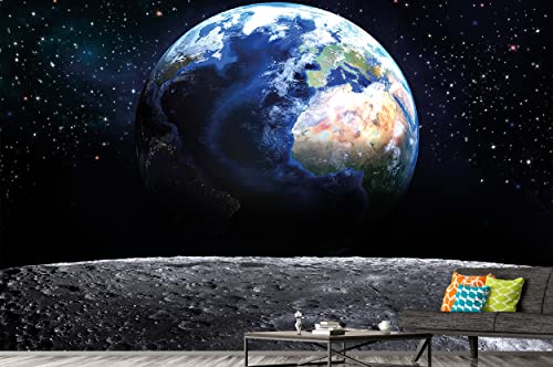 ARTASTIC Grand Papier Peint photo Terre de La Lune - 336 x 238 cm - Wallpaper Décoration Panoramique Murale Espace Planete Cuisine Globe Univers Salon Ciel Étoilé Galaxie Astronomie