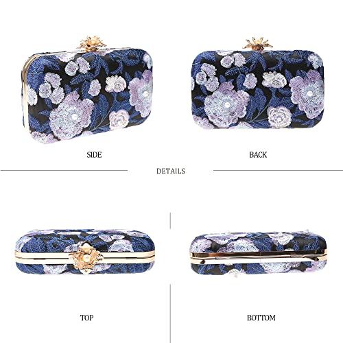 Image of Womens Vintage Floral Embroidery Clutch Evening Handbag Shoulder Bags Purse for Wedding Party Prom