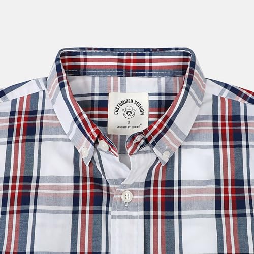 Image of Dubinik Mens Short Sleeve Button Down Shirts Soft Breathable Summer Vintage Regular Fit Lightweight Men's Casual Shirt