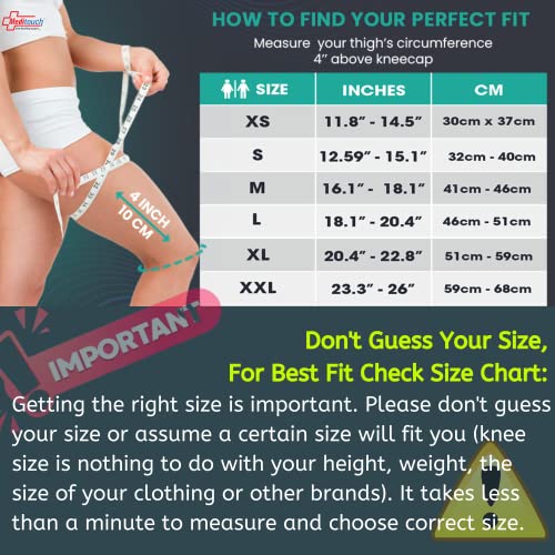 Image of Meditouch Knee Cap Support Brace Compression Sleeve for Men & Women /Meniscus Tear type ACL Arthritis Joint Pain Relief Walking Running Gym Cycling Sports Jogging Workout (XXL, 1)