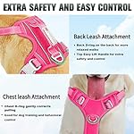 BARKBAY No Pull Dog Harness Large Reflective Dog Harness with Front Clip and Easy Control Handle for Walking Training Running with ID tag Pocket(Pink,L) - Image 3