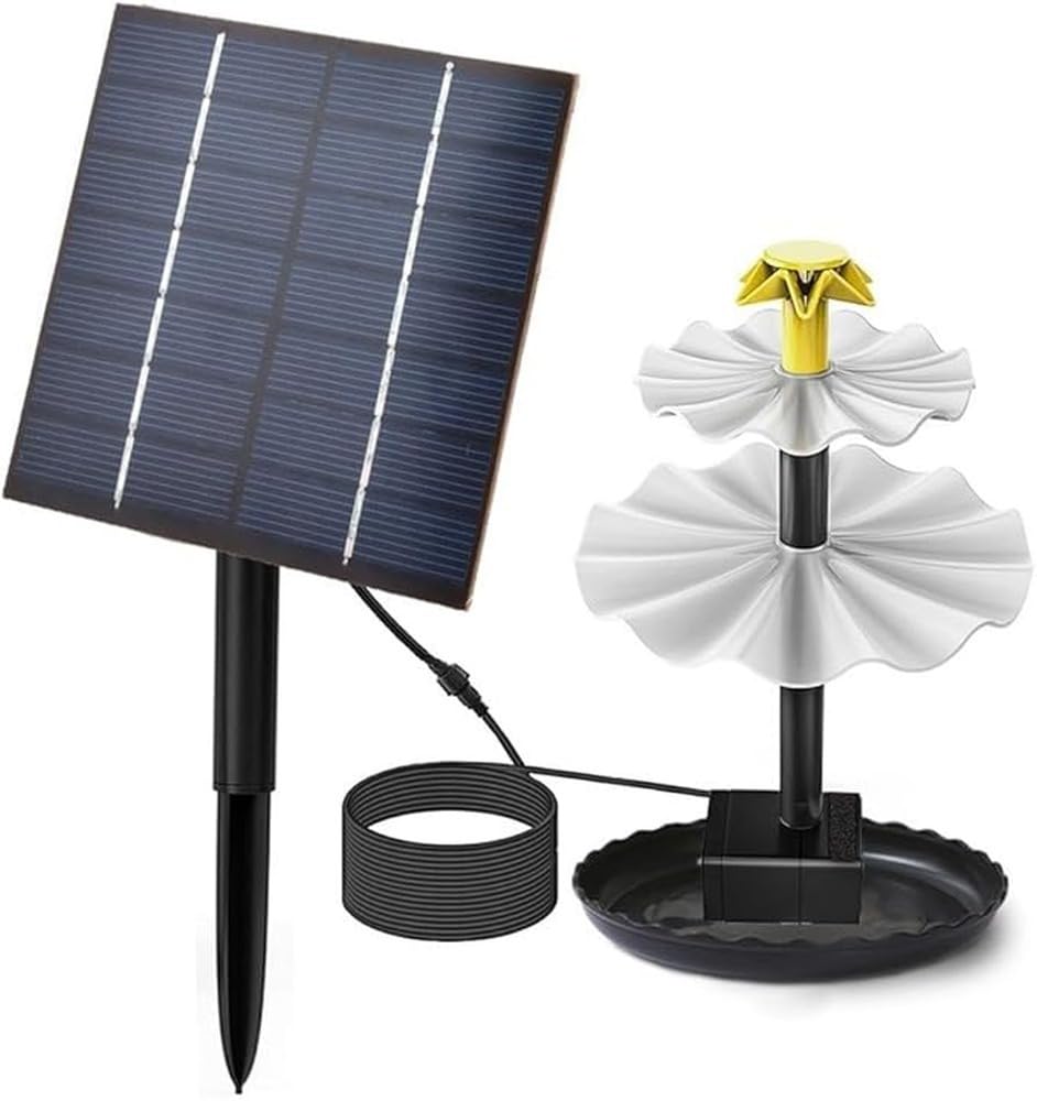 Fontana solare per abbeveratoio per uccelli che offre un bellissimo | d'acqua e una pompa solare per laghetto a basso consumo energetico, kit di installazione per pompa da giardino per piscina