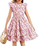 Arshiner Girls Floral Dress Casual Clothing for Kids 3-12 Years in Daily Wear
