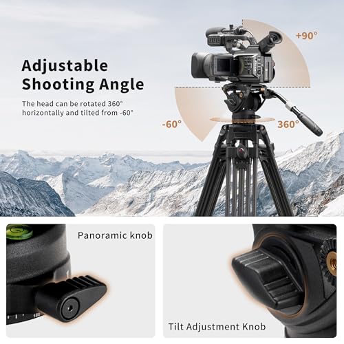 Cayer K6 Fluid Head, 75mm Base Video Head 17.6 Lb Load for DSLR Camera - image 3