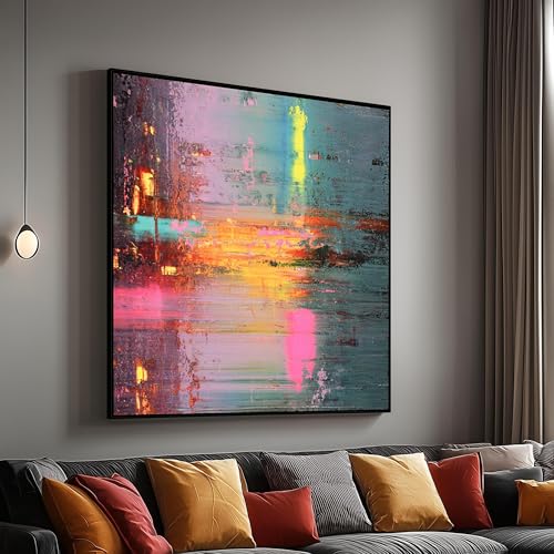 Affiches artistiques abstraites et peinture colorée 50x50 cm sur toile à offrir pour une crémaillère
