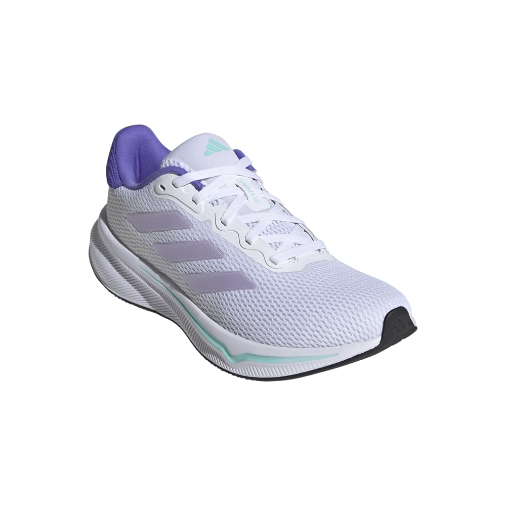 adidas Women's Response Running Sneaker, White/Purple Tint/Flash Aqua, 8