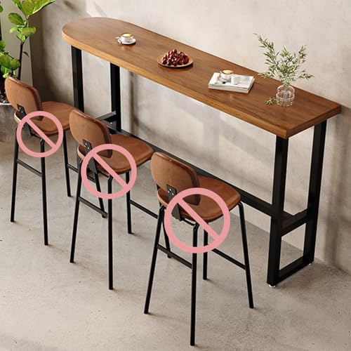 JINGSHIQIAOPL Barra de Bar para Casa de Madera Maciza de 5 cm de Grosor, Mesa Alta con Estructura de Acero para Cocina, Comedor y Bar. No Incluye Taburete(160x40x105cm/63x16x41in)