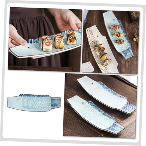 Plato cerámico creativo en forma de pez para sushi miniatura 4