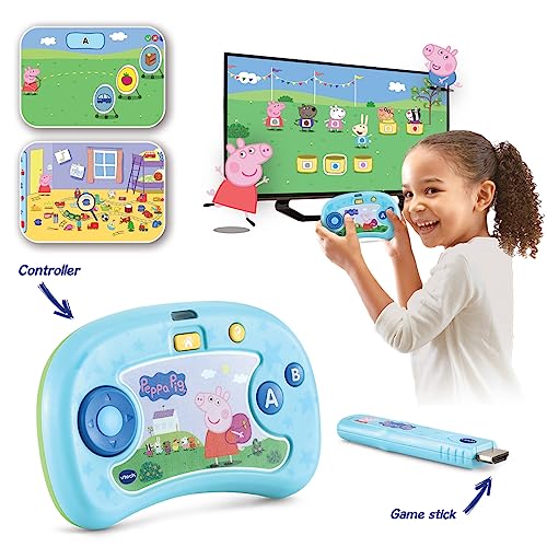 VTech - V.Smile TV New Generation Peppa Pig | Consola educativa para niños +3 años | Aprende a contar, vocabulario, secuencias númericas | Exclusivo en Amazon | Versión ESP