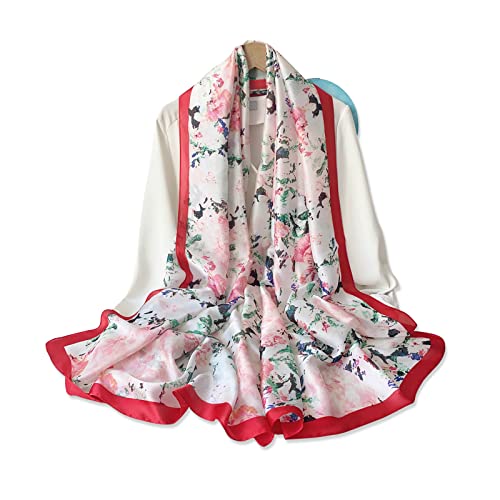 Women's Silk Scarf Colorful Painting Romantic Camellia Leaf Print Long  Scarves Warm Sunscreen Shawl Stole Beach Wrap - Product Details