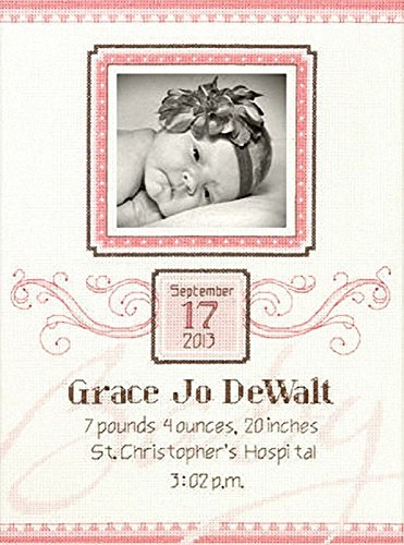 Dimensions Elegant Flourish Birth Record Counted Cross Stitch Kit, 8.7” x 11.8”