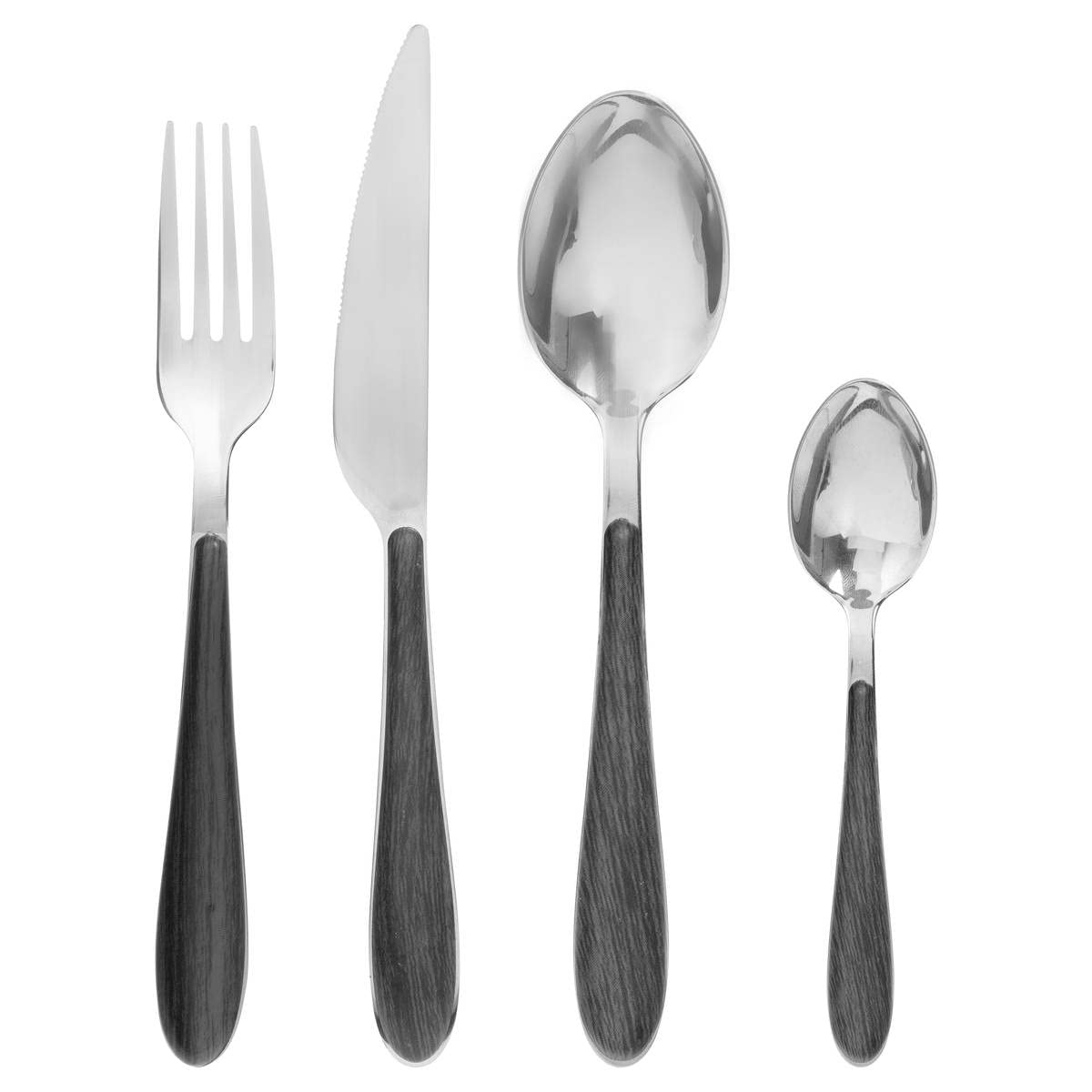 Set de Couverts pour 6 Personnes Marc, Bois foncé, Couleur:Grau