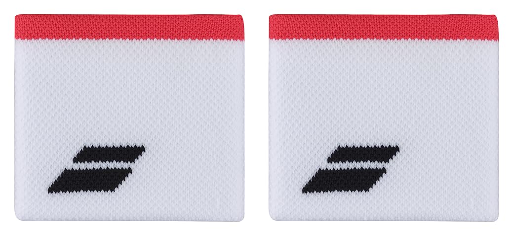 Babolat Logo Wristband 5UB1261-1089 - Unisex Adult Tennis Players - White/Strike Red - 2.95 inches