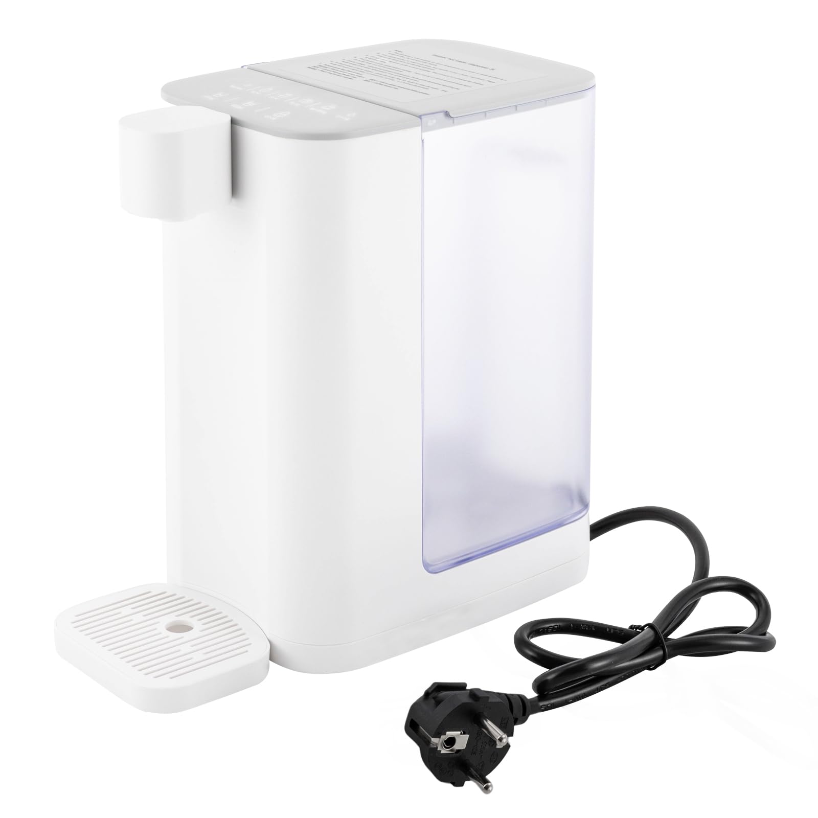 Distributeur instantané d'eau chaude 3L, bouilloire électrique 45 dB, distributeur d'eau chaude 5 options de température et 2 niveaux d'eau avec lumière, verrouillage sans danger pour les enfants