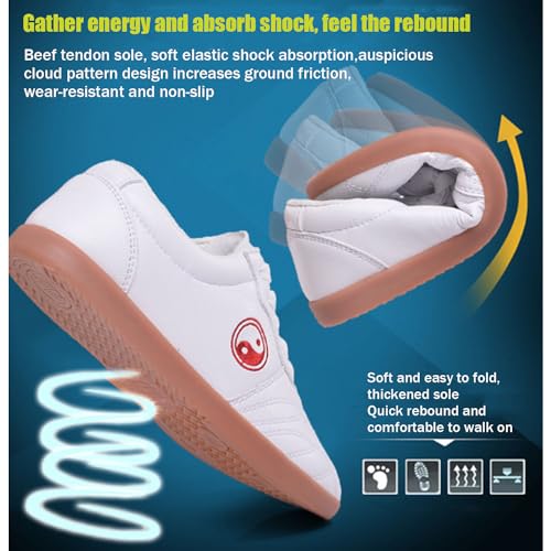 Tai Chi Shoes for Men Non Slip Martial Arts Shoes Women Leather Tai Chi Kung Fu Training Shoes,Taekwondo Shoes,Kung Fu Shoes(Size:45EU/9.5 US,Color:Black)4
