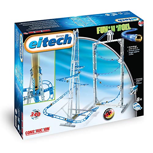 EITECH 00610 Metallbaukasten - Kugelbahn Set Fun n Roll, 340-teilig