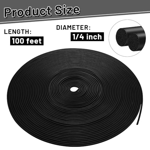 Sgran S-FOAMBACKERROD-100FT-B-1-4 1/4 Inch Backer Rod, 100 Feet Black Concrete Expansion Joint Filler, Epdm Rubber Caulk Saver thumb #1