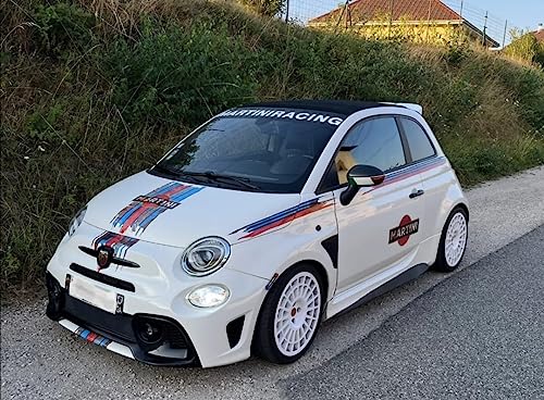 high quality KIT DECO MARTINI COMPATIBLE AVEC ABARTH 500 595 SCRATCHED V2 - STICKER AUTOCOLLANT RACING LE MANS : ADAPTABLE TOUT TYPE VÉHICULE (MONOMER TRANSPARENT)