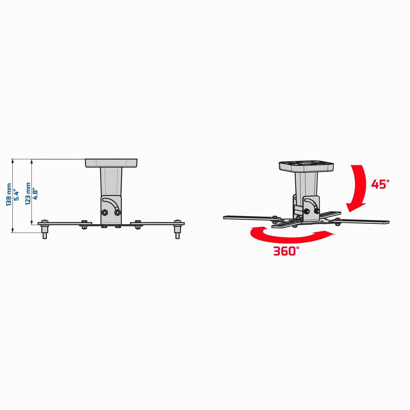 Meliconi 480804 Pro 100 Support de Fixation pour vidéoprojecteur – Blanc