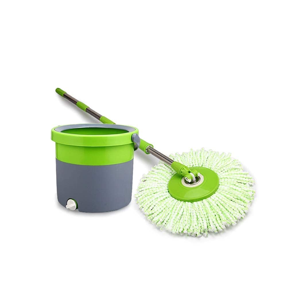 Kit Cubo fregona Giratorio Acero Inoxidable 360 ​​Sistema Limpieza Pisos 4 recambios Cabezal Repuesto Microfibra el Sistema Limpieza Pisos Cubo Limpieza del hogar