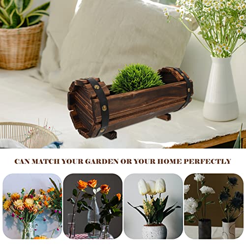 Yardwe Rustic Wooden Bucket Barrel Planter Rustic Whiskey Bucket Flower Planter Succulent Plant Pot Boxes Container For Patio Garden Backyard #TOP3