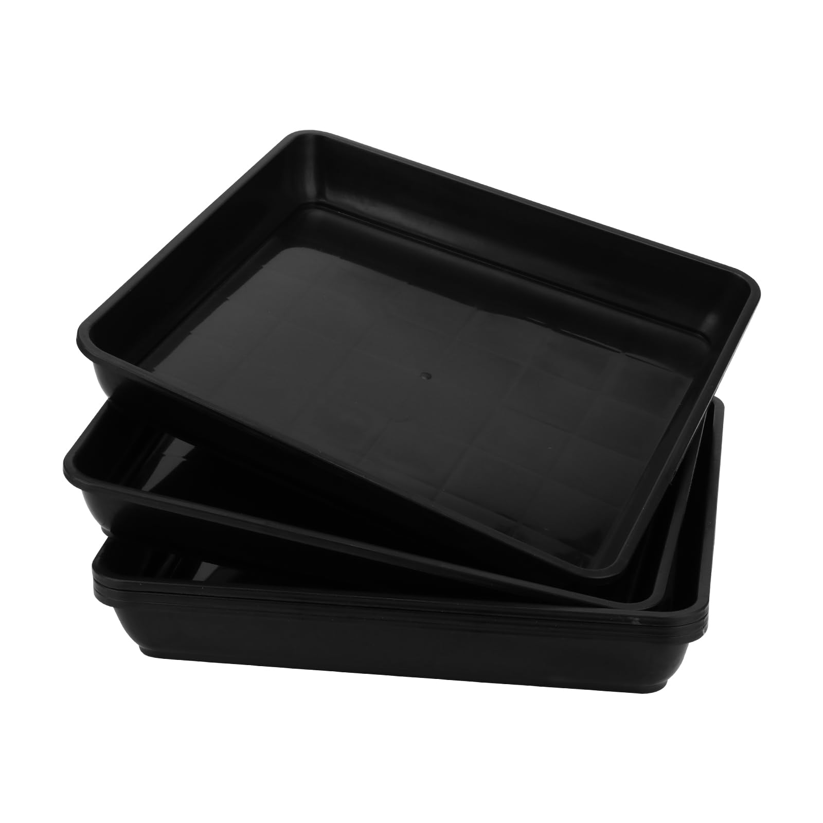 Sottovasi Quadrati In Plastica Nera 29x29 Cm - Confezione Da 12 Pezzi, Per Interni Ed Esterni, Altezza 4,4 Cm