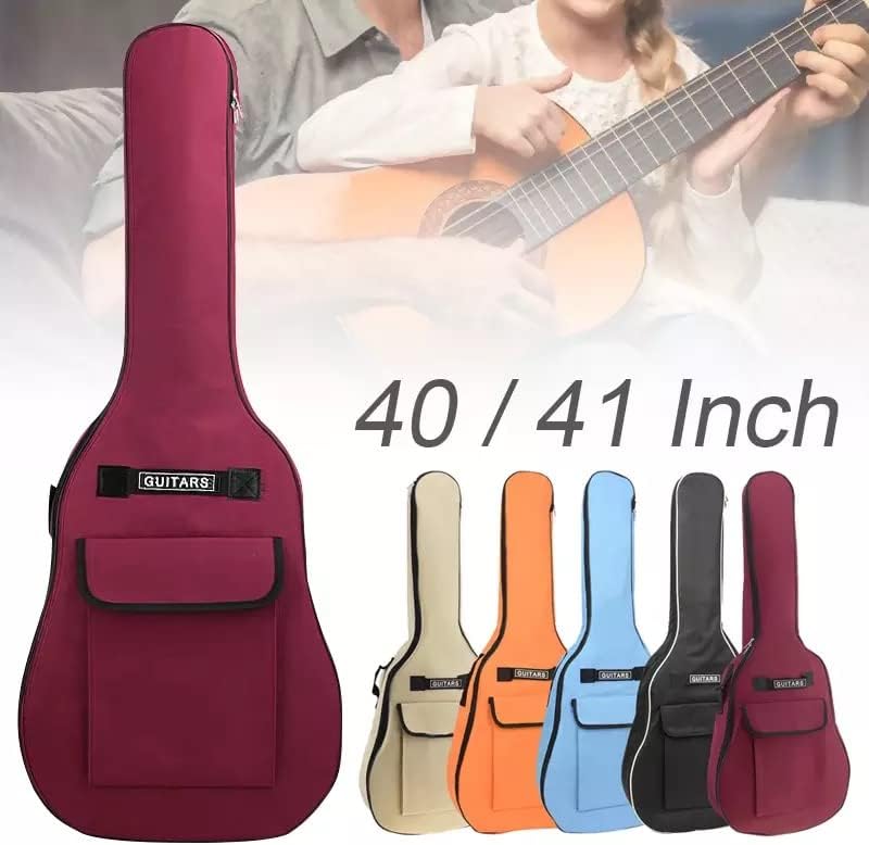 40/41 Inch Waterproof Oxford Fabric Classical Guitar Double Shoulder Straps Padded Guitar Case Gig Bag Soft Backpack (Black)