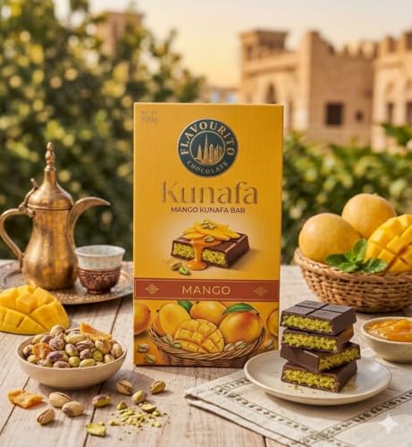 Image of Flavourito Kunafa Mango Chocolate Bar 100g, Satisfying, Sharp Snap Of Smooth Milk Chocolate that Gives Way to a Creamy, Rich, and Nutty Pistachio By DECADENT FOODS