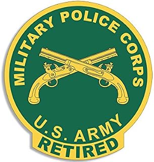 US Military Police Corps w Retired Tab Shaped Sticker (Army mp Logo cop ret (3 inch) U.S. Army Licensed