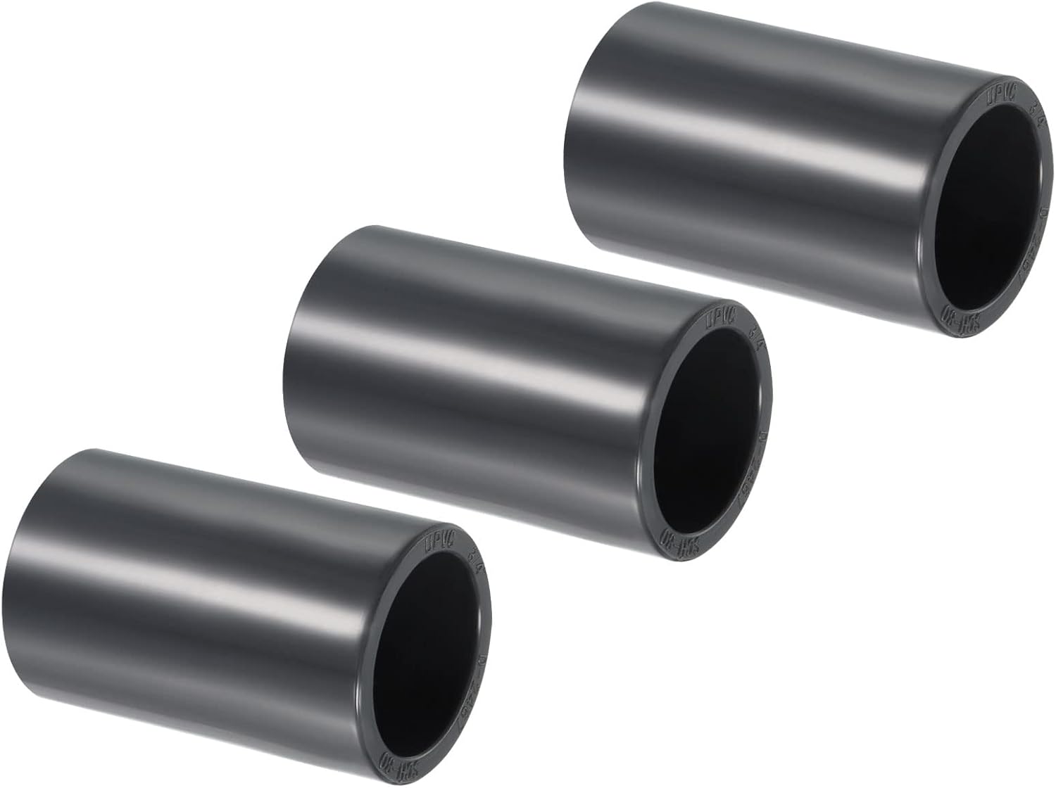 PATIKIL UPVC Pipe Fitting 1" Socket Schedule 80, 3 Pack Straight Coupling Adapter Connector, Gray