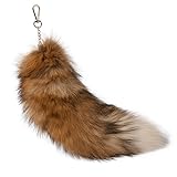Zuxlwud Fluffy Fox Tail Keychain, Cosplay Accessory with Soft and Thick for Women's Bag Decoration Halloween Party Costume(Red Sun)