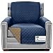 Sofa Shield Original Patent Pending Reversible Chair Protector for Seat Width up to 23 Inch, Furniture Slipcover, 2 Inch Strap, Chairs Slip Cover Throw for Pets, Kids, Cats, Armchair, Navy Sand