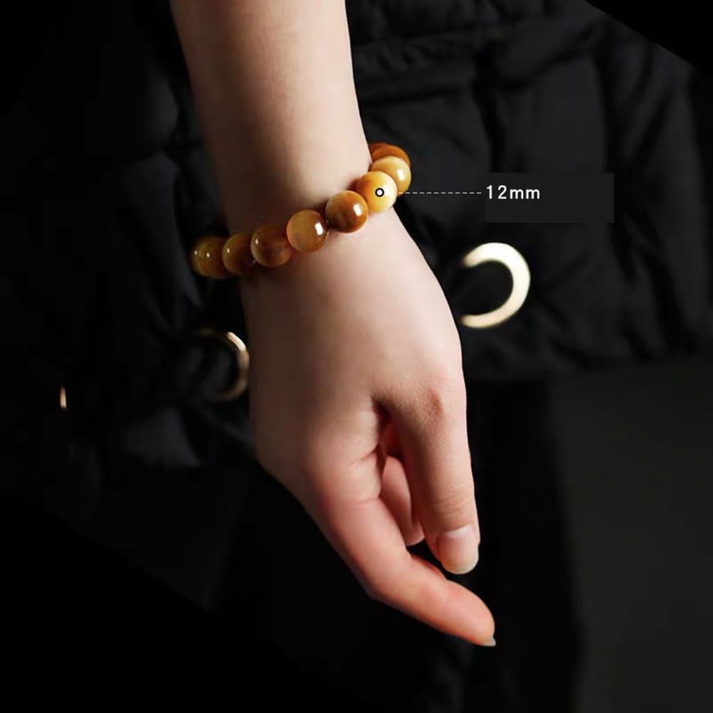 Bracciale in Occhio di Tigre da Uomo | Occhio di Gatto Giallo Dorato Naturale | Gioielli Elastici Fatti a Mano per Circa la Misura del Polso | Porta Fortuna, Coraggio e Fiducia,10mm