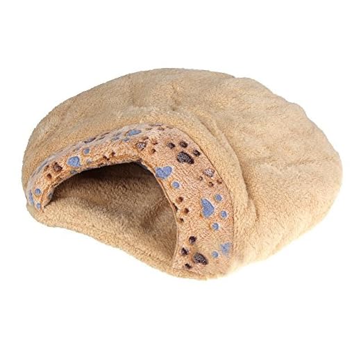 Cama de mitad cubierta de cojin de mascotas - SODIAL(R)Nueva cama de mitad cubierta de cojin de mascotas comoda y calida de invierno bonita en forma de hamburguesa de felpa M