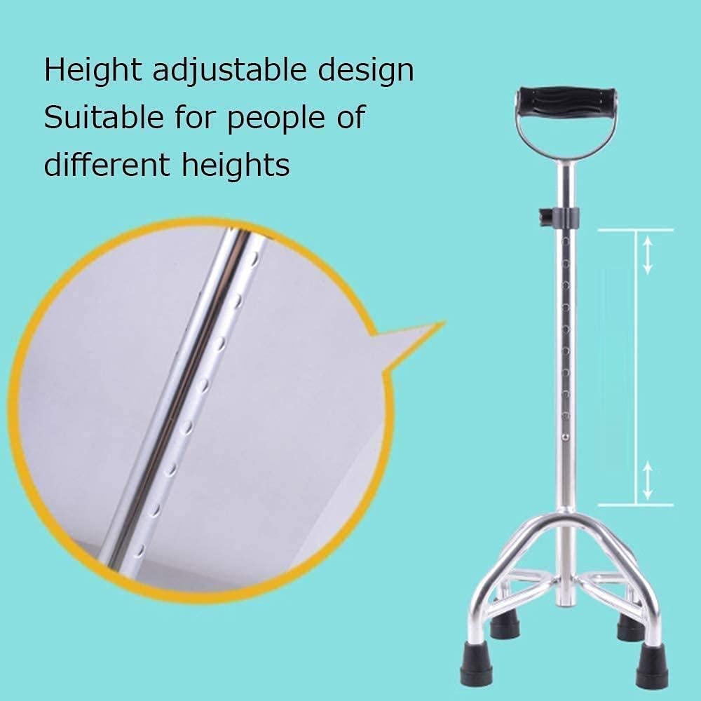Andador para Ancianos,Aluminio de Cuatro Patas, bastón de Trekking de Metal Antideslizante Duradero para Exteriores, Andador liviano de Altura Ajustable, Ayuda para Caminar, muletas para ANC
