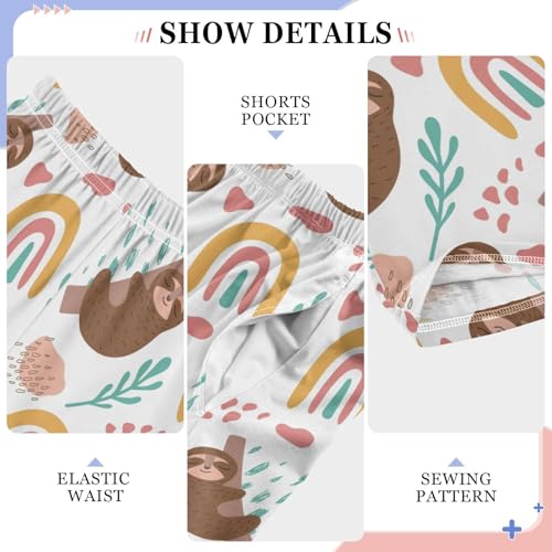 Sloth and Rainbow Boys Long Pants Soft Trousers Elastic Waist Kids Lounge Bottoms with Pockets S-XL4