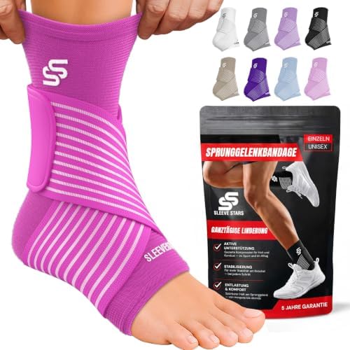 Bandage Fußgelenk & Knöchelbandage | Entlastung beim Laufen & Alltag | rosa | Bei Plantarfasziitis | Einfach verstellbarer Klettverschluss | Passend rechts & links | Damen und Herr