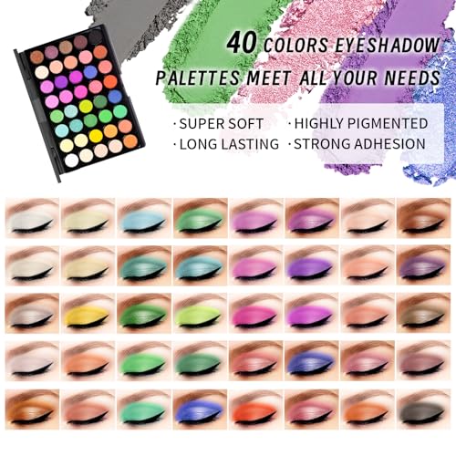 makeup set full kit for girls teens women makeup present set includes eyeshadow foundation blusher eyebrow pencil mascara eyeliner brushes lip gloss sponge cosmetic bag