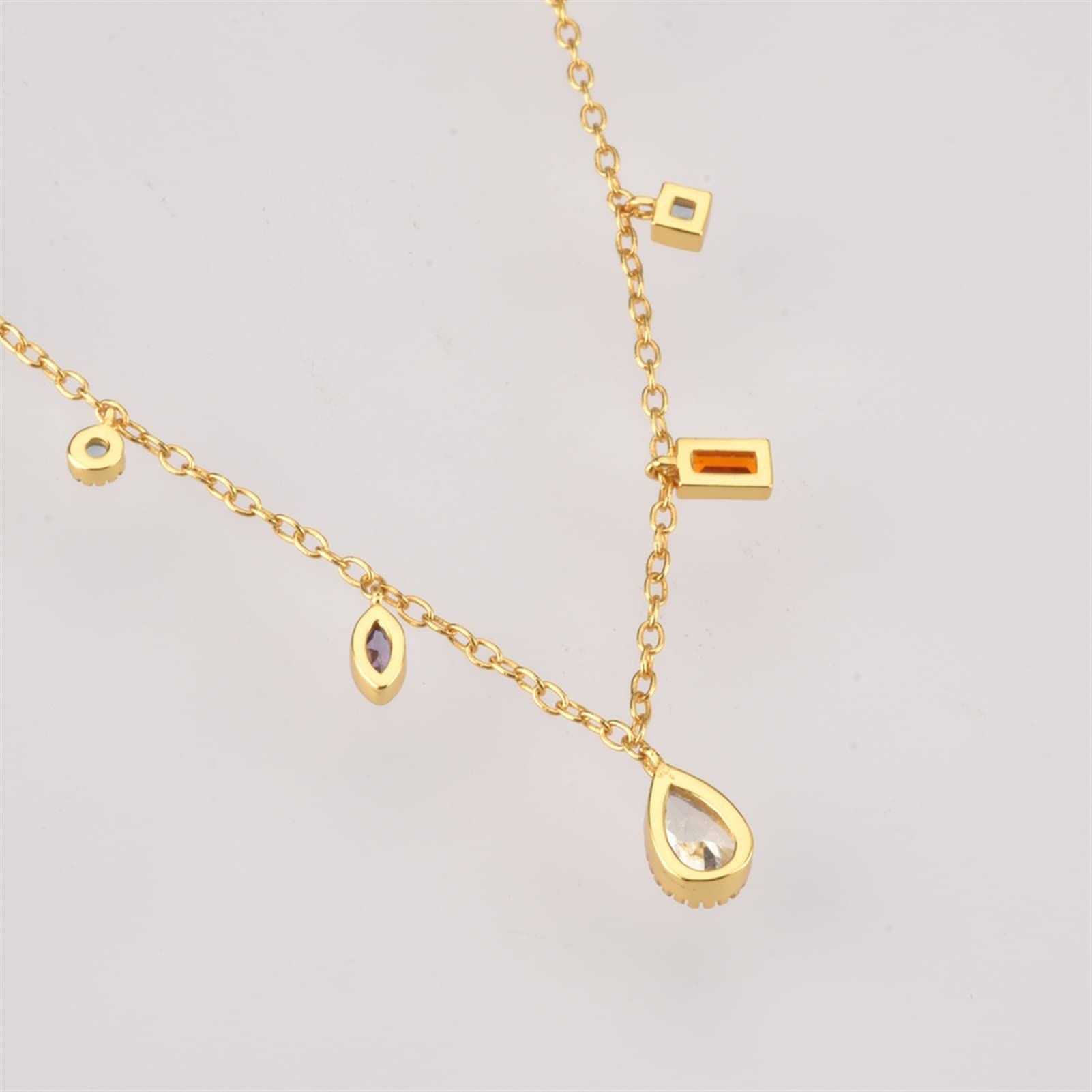 Collana da Donna 925 Sterling Silver Luxury Zircon Charm Collana a catena lunga gioielli moda gioielli squisita collana gioielli per Collezione Regali Decorazioni Costume ( Gem Color : Silver )