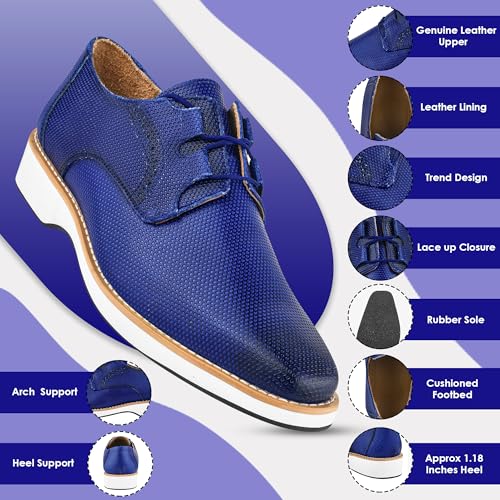 Image of LIBERTYZENO Mens Knitted & Animal Print Genuine Leather Adults Lace Up Oxford Dress Shoes for Easter Gift