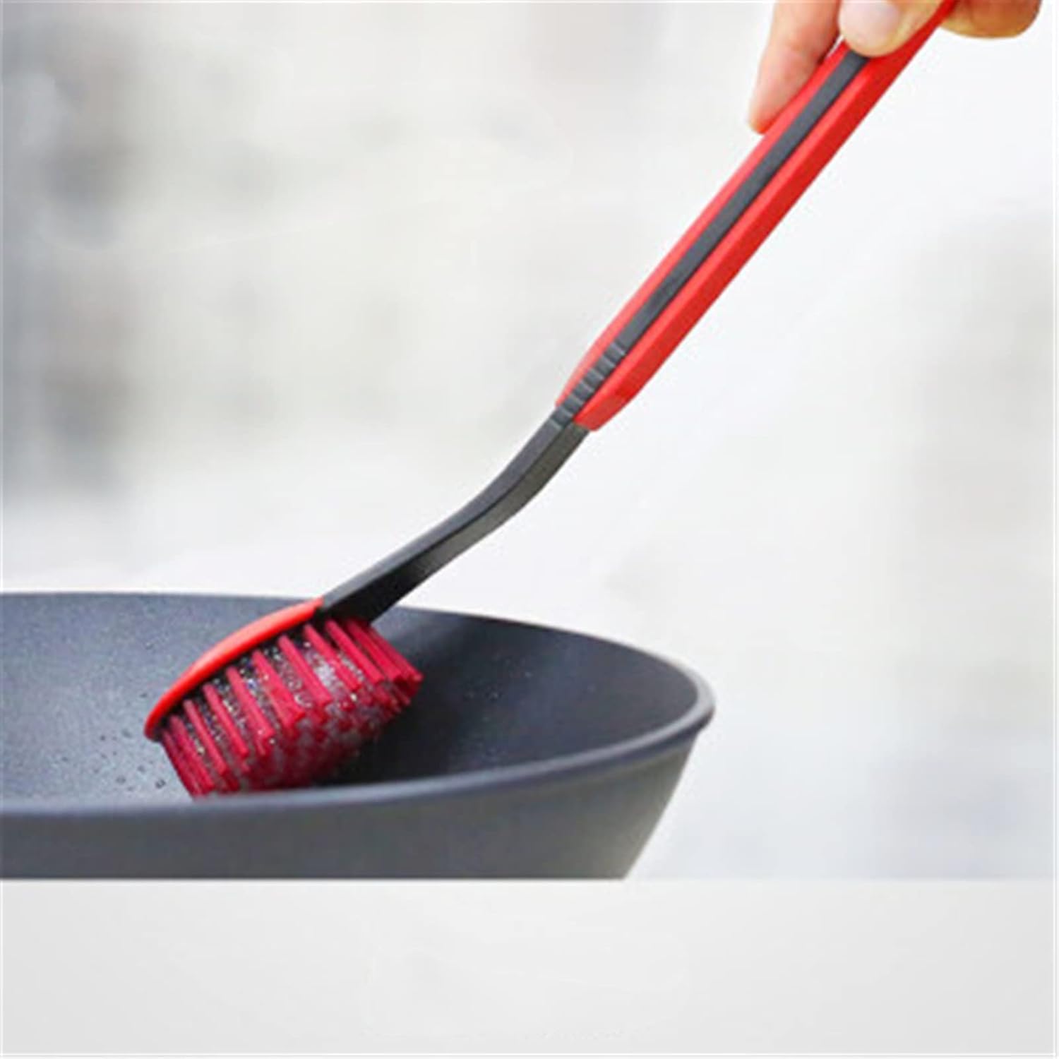 Kitchen Pot Brush Silicone Pot Brush for Non-Stick Pot Special Pot Cleaning Brush for Kitchen Utensils Easy to Clean (Color : Red Size : 32.2x6.4cm)