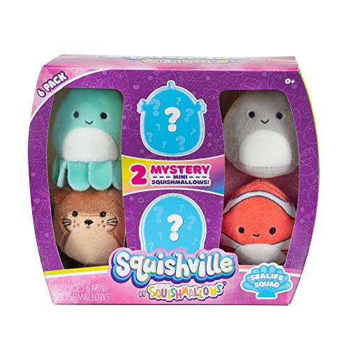 Squishville By Squishmallows Sqm0067 Mystery Sealife Squad, Six 2 Sea Animals, Irresistibly Soft Colourful Plush, Mini Shark, Otter, And Seahorse Squishmallows #TOP7