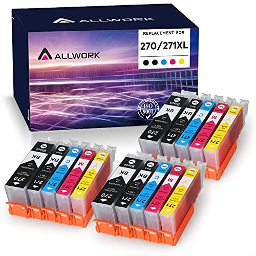 Allwork Compatible PGI-270XL CLI-271XL Ink Cartridge Replacement for Canon PGI 270 XL CLI 271 XL to use with PIXMA MG6820 MG5720 (3 Large Black,3 Small Black,3 Cyan,3 Magenta,3 Yellow) 15 Pack