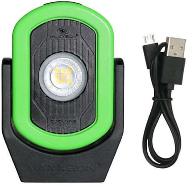 MAXXEON MXN00811 – Workstar 811 Cyclops Rechargeable Work Gentle, 6′ Drop Check, IP64, 3 Hours, HiViz Inexperienced