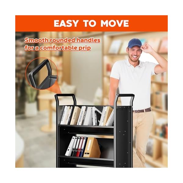 Book cart360lbs rolling book cart49x315x1378 rolling bookshelfv shaped library cart with 4 lockable wheels for home book shelvesofficesschool bookshelf cartblack  urban country home decor