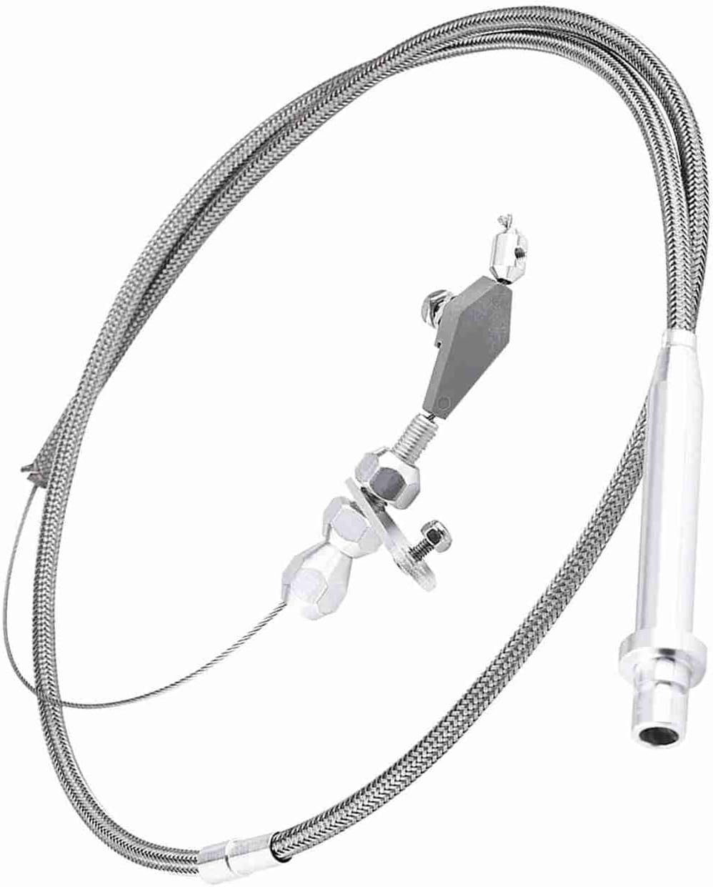 Stainless Steel Braided Transmission Throttle Cable for TH350, Durable Kickdown Detent Cable with Smooth Operation, Replacement for GM Olds 350 TH350