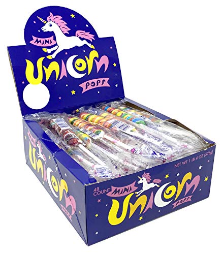 Unicorn Pops 48 Count â Individually Wrapped Unicorn Lollipops â Great for Party Favors, Candy Buffets (Strawberry Banana (Rainbow))