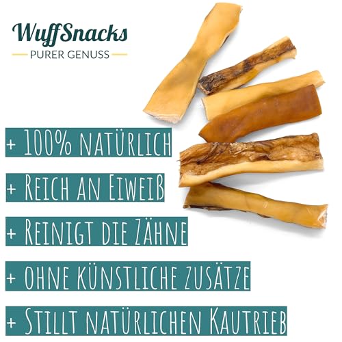 Rinderkopfhaut für Hunde | 1 kg | natürliche und hochwertige Rinderkopfhaut getrocknet | fettarm und proteinreich | Rinderhaut für Hunde von Wuffsnacks